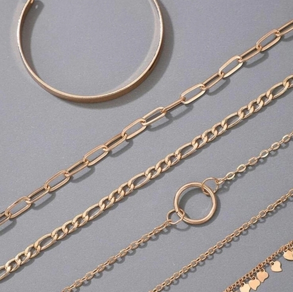 Fashion 6pcs Bracelet Set Women Gold Plated Chain Cuff Bangle Gifts New - Picture 5 of 8